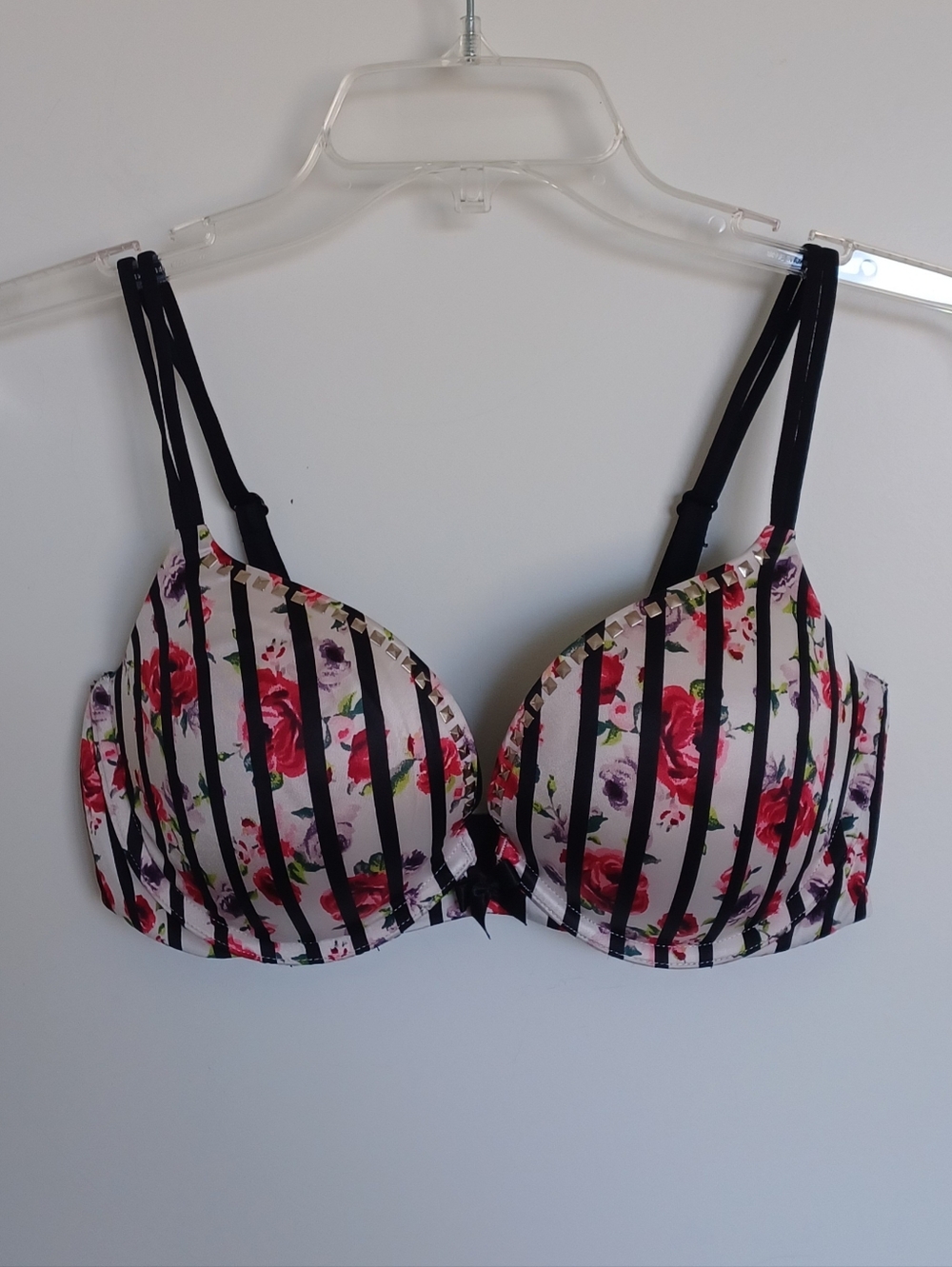 Victoria's Secret Very Sexy Floral Striped Push Up Bra ** Sz 34D